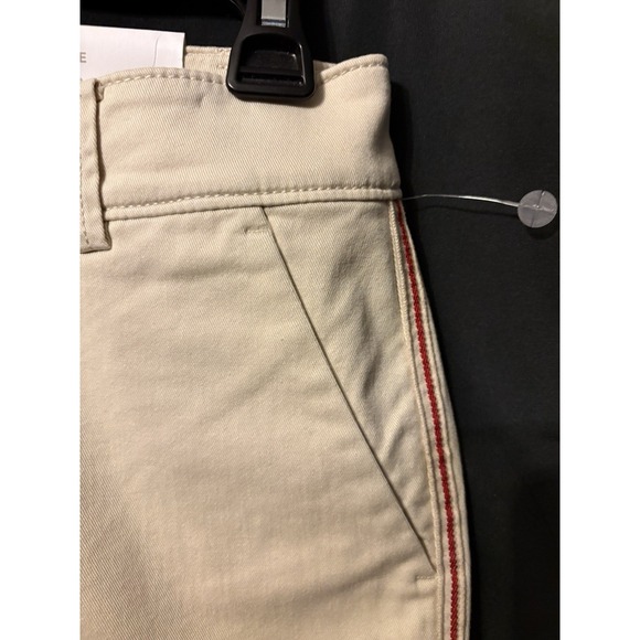LOFT Cropped Pants Womens 0P Beige Red Side Stripe Raw Hem Ankle - Picture 8 of 13